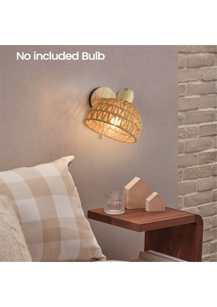 Rattan Duvar Aplikleri Retro Japon Tarzı Yatak Odası Oturma Odası Işık Fermuarlı Işıklar Ab Fişi (Yurt Dışından)