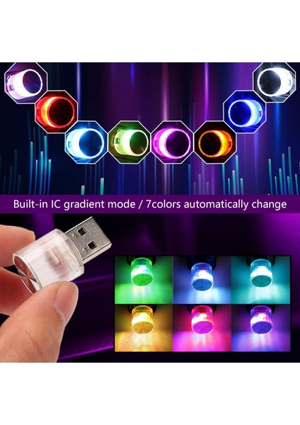 7 Renk Mini USB Işık LED Modelleme Araba Rv Ortam Neon Iç Fiş Lambası Bilgisayar Mobil Güç Gece B (Yurt Dışından)