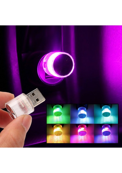 7 Renk Mini USB Işık LED Modelleme Araba Rv Ortam Neon Iç Fiş Lambası Bilgisayar Mobil Güç Gece B (Yurt Dışından)