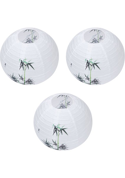 3x 40CM Abajur Kağıt Fener Oryantal Stil Işık Dekorasyonu Çin Desen: Bambu (Yurt Dışından)