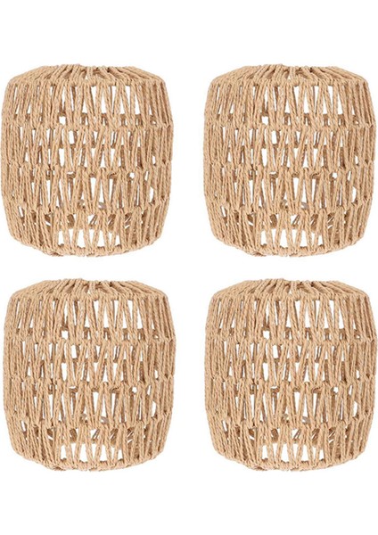 4x Simüle Rattan Lamba Kapağı El Yapımı Dokuma Avize Vintage Abajur Ev Dekoru Asılı Kolye Yatak Odası (Yurt Dışından)