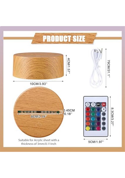 12 Adet Noel 3D Gece LED Lamba Tabanı Hediye Uzaktan Kumanda USB Kablosu ile 16 Renk Işık Ekranı (Yurt Dışından)