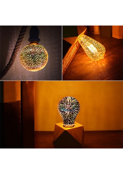 2x LED 3D Efekt Ampul Işık Dekorasyon Lambası 85-265V E27 Tatil Işıkları, A60 (Yurt Dışından)