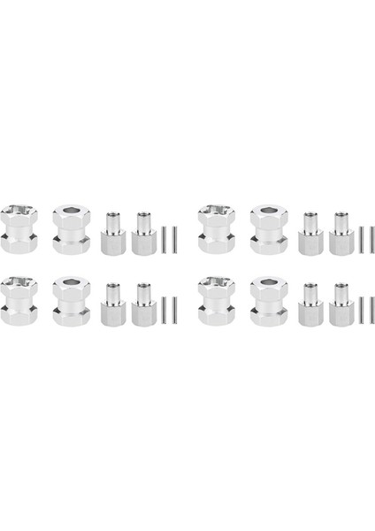 Set Rc Araba Metal 12MM Tekerlek Altıgen Göbek 15MM Uzatma Bağlantı Parçası Axıal SCX10 D90 CC01 1/10 Paletli-Gümüş (Yurt Dışından)