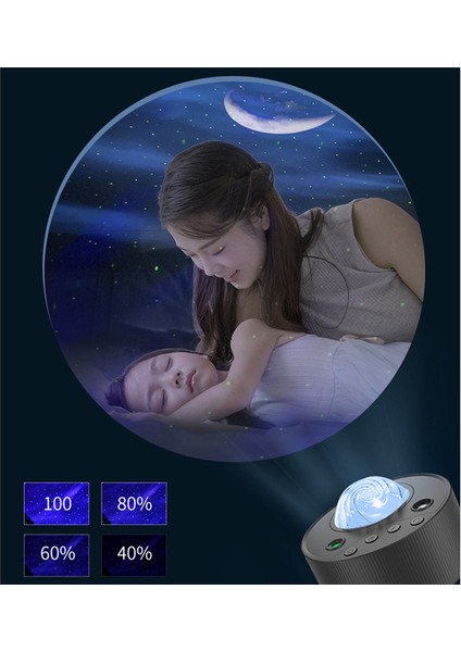 Yıldızlı Projektör Galaxy Gece Lambası, Bluetooth Hoparlörlü Projeksiyon Lambası Uzaktan Müzik Dekoru-Beyaz (Yurt Dışından)
