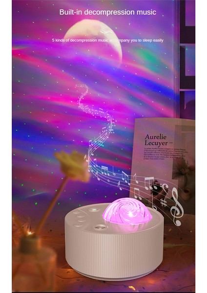 Yıldızlı Projektör Galaxy Gece Lambası, Bluetooth Hoparlörlü Projeksiyon Lambası Uzaktan Müzik Dekoru-Beyaz (Yurt Dışından)