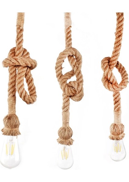 Retro Halat Sarkıt Lambalar Endüstriyel Çatı Katı Eski Uzun Tek Rattan Asılı Lamba LED AMPULLER-100CM (Yurt Dışından)