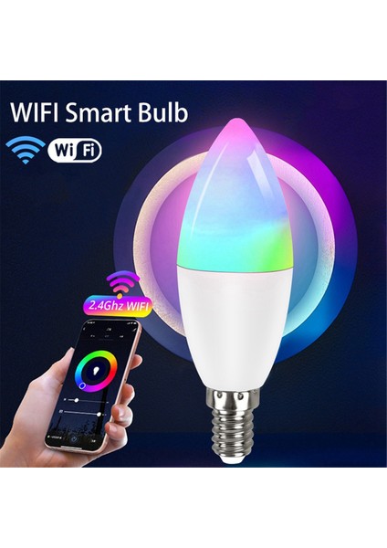 Tuya E14 Akıllı Ampul Kısılabilir Beş Yönlü Spiral Mum Wifi Rgb Uzaktan Kumanda ve Ses 7W (Yurt Dışından)