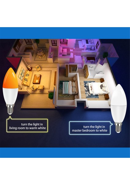 Tuya E14 Akıllı Ampul Kısılabilir Beş Yönlü Spiral Mum Wifi Rgb Uzaktan Kumanda ve Ses 7W (Yurt Dışından)