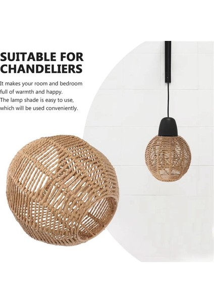 4x Rattan Lamba Kılıfı El Yapımı Dokuma Avize Retro Abajur Ev Dekorasyonu (Yurt Dışından)