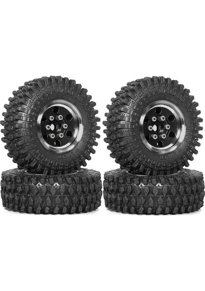 4 Adet 55MM 1.0 Inç Metal Beadlock Tekerlek Lastiği 1/18 1/24 Rc Paletli Araç TRX4M SCX24 Yükseltme Parçaları Aksesuarları Siyah (Yurt Dışından)