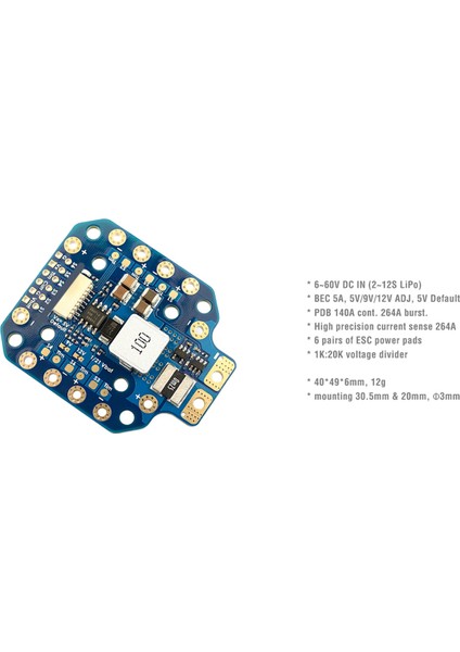 Pdb-Hex 12S 5A 5V/9V/12V Bec Güç Dağıtım Kartı Pdb 30.5X30.5MM 20X20MM Rc Multirotor X-Class Uçak Drones Için (Yurt Dışından)