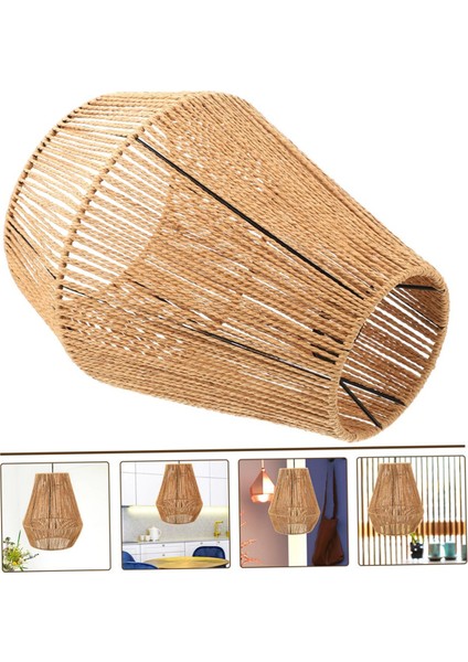Dokuma Avize Gölge Rattan Abajur Ev Masa Lambası Başucu Manuel Kağıt Halat (Yurt Dışından)