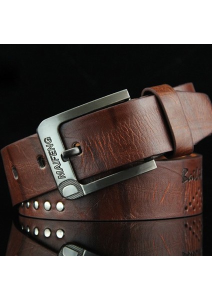 2019 Deri Kemer Erkekler Klasik Pin Toka Erkek Kemeri Lüks Hakiki Punk Perçin Bel Kemeri Vintage Metal Kabartma Erkek Kemerleri Sıcak (Yurt Dışından) modelleri