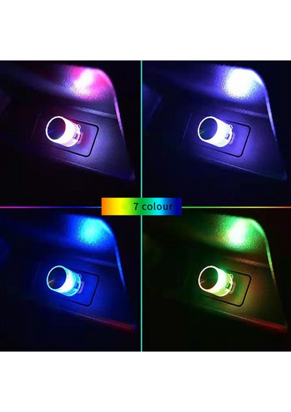 7 Renk Mini USB Işık LED Modelleme Araba Rv Ortam Neon Iç Fiş Lambası Bilgisayar Mobil Güç Gece A (Yurt Dışından)