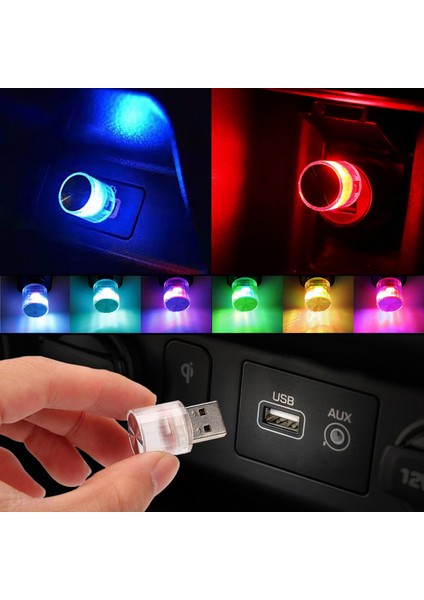 7 Renk Mini USB Işık LED Modelleme Araba Rv Ortam Neon Iç Fiş Lambası Bilgisayar Mobil Güç Gece A (Yurt Dışından)