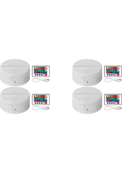 4 Paket 3D Gece LED Işık Lamba Tabanı + Uzaktan Kumanda USB Kablosu, Akrilik Kırık Için 16 Renk Gösterisi Ekran Standı (Yurt Dışından)