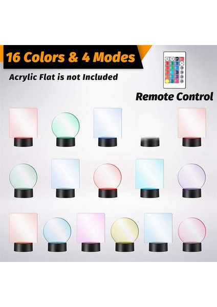 4 Paket 3D Gece LED Işık Lamba Tabanı + Uzaktan Kumanda USB Kablosu, Akrilik Kırık Için 16 Renk Gösterisi Ekran Standı (Yurt Dışından)