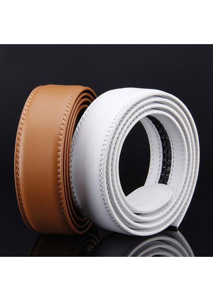 3.5 cm Genişlik Otomatik Kemer Kayışı Yüksek Kaliteli Hakiki Deri Tasarımcı Erkek Kemerleri Lüks Bel Kemeri Hiçbir Toka Beyaz Kırmızı Sarı (Yurt Dışından)