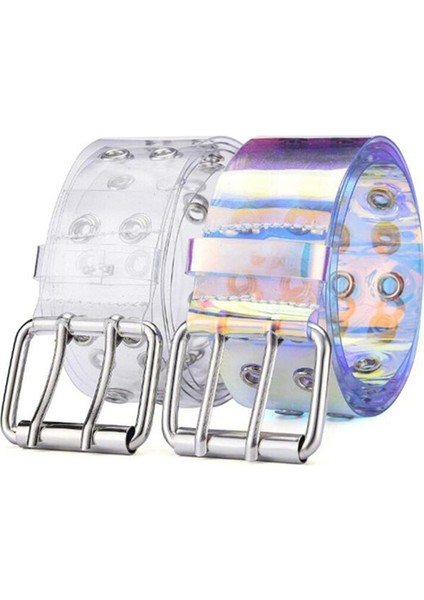 1 Adet Şeffaf Lazer Holografik Kadın Kemer Punk Pin Toka Kemer Bel Kemeri (Yurt Dışından)