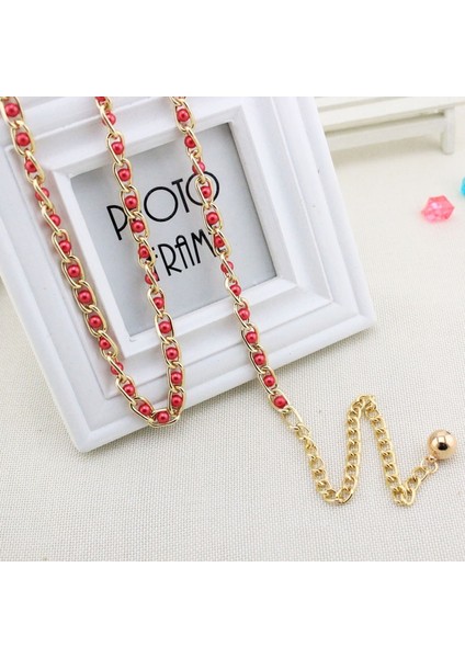 Moda Zarif Bayanlar Metal Ayarlanabilir Ince Bayanlar Bel Zinciri Kadın Kemerli Elbise Kemeri Inci Dekoratif Elbise Aksesuarları (Yurt Dışından) fırsatları