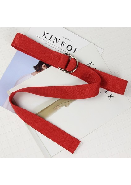 Basit Katı Pamuk Kanvas Tüm Maç Bel Askıları Kadın Kanvas Kemer D Şekilli Çift Halka Toka Kemer Moda (Yurt Dışından) fırsatları
