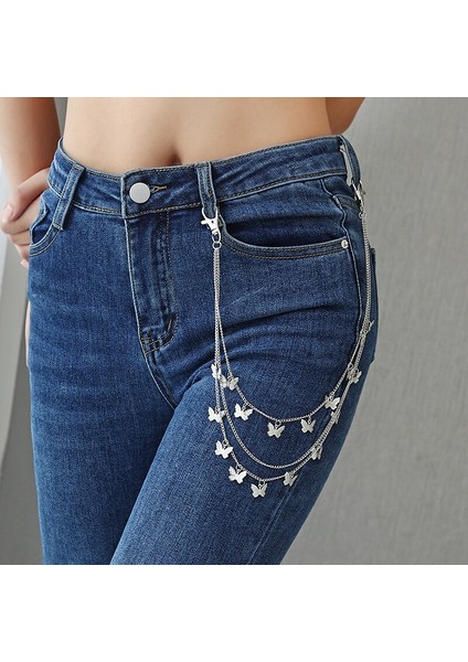 45 cm Kelebek Pantolon Zinciri Kadın Unisex Metal Bel Zinciri Kot Pantolon Zincir Kemer Harajuku Gotik Dekor Anahtarlık (Yurt Dışından) fiyatları