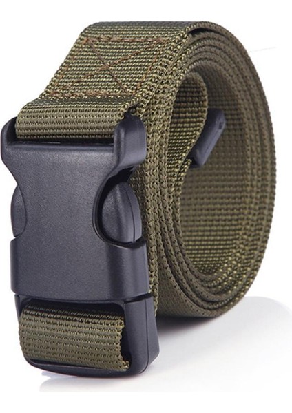 Erkek Askeri Açık Kuşak Kadın Eğlence Tokalı Kemer Çok Fonksiyonlu Taklit Naylon Tuval Taktik 120 cm Siyah (Yurt Dışından)
