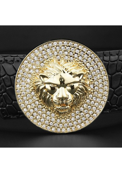 Erkekler Moda Tasarımcısı Hakiki Deri Lüks Metal Alaşım Toka Aslan Kemer Inek Derisi Kanat Kemer Yüksek Kaliteli Ceinture Homme (Yurt Dışından) fırsatları
