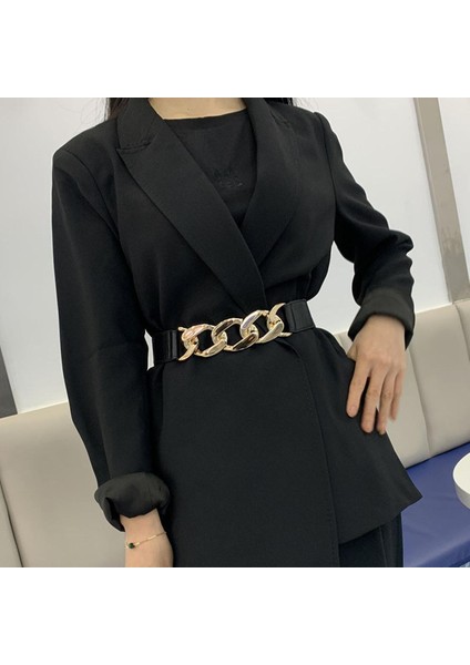 Altın Zincir Kemer Elastik Gümüş Metal Bel Kemerleri Kadınlar Için Ceiture Femme Streç Kuşak Bayanlar Ceket Ketting Riem Kemer (Yurt Dışından)