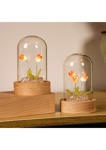 Lale Gece Lambası El Yapımı Dıy Malzeme Kız Oturma Odası Masaüstü Romantik Ortam Lambası-Mavi (Yurt Dışından) modelleri