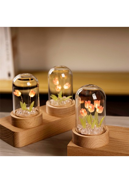 Lale Gece Lambası El Yapımı Dıy Malzeme Kız Oturma Odası Masaüstü Romantik Ortam Lambası-Mavi (Yurt Dışından) fırsatları