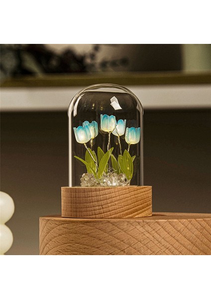 Lale Gece Lambası El Yapımı Dıy Malzeme Kız Oturma Odası Masaüstü Romantik Ortam Lambası-Mavi (Yurt Dışından) indirimleri