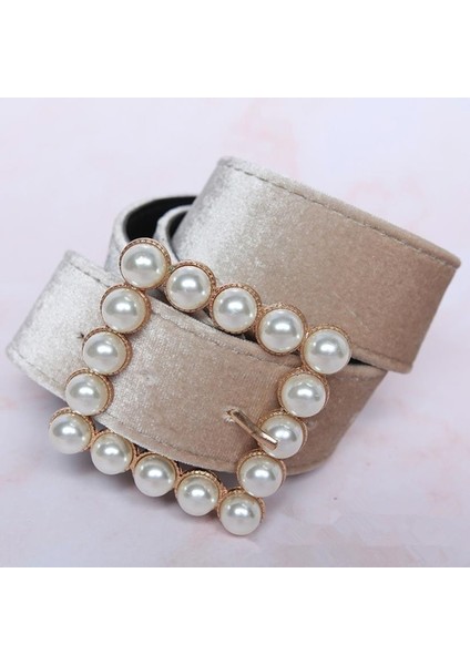 Avrupa ve Amerika Trendi Kırmızı Kadife Inci Düğme Moda Kadın Kemerleri Tasarımcı Yüksek Kaliteli Pazen Kırmızı Siyah Kırık Beyaz Kemer (Yurt Dışından) modelleri