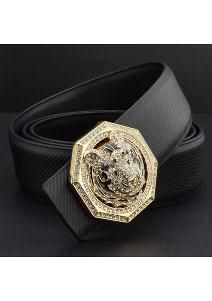 2022 Yeni Kaplan Altın Toka Lüks Marka Ceinture Homme Rahat Kemer Erkek Hakiki Deri Bel Kayışı Kemer Yüksek Kalite (Yurt Dışından) indirimleri