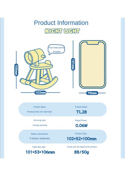 Karikatür Hediye Kitap Lambası Masaüstü Süs Sevimli Atmosfer Işığı Sallanan At Mini Gece Cep Telefonu Tutucu A (Yurt Dışından) fırsatları