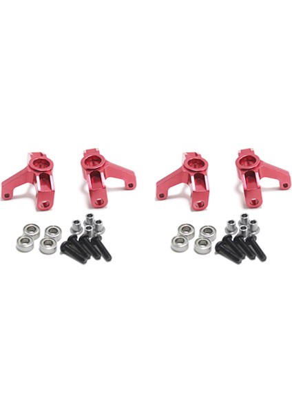 144001 1/14 Rc Araba Için 4 Adet Metal Direksiyon Kupası Ön Tekerlek Yuvası Rulmanlı Yükseltme Parçaları, Kırmızı (Yurt Dışından)