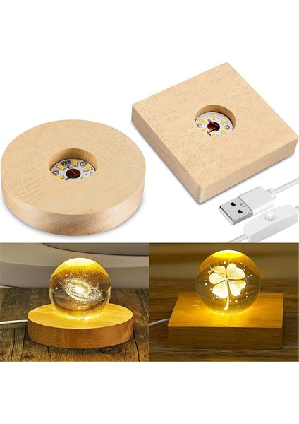 4 Parça Ahşap Işık Tabanı Ahşap LED Kristal Cam Stand (Yurt Dışından) fırsatları