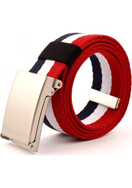 100-140 cm Moda Kanvas Erkek Kadın Bel Kemeri Lüks Metal Tokalı Kemer En Kaliteli Unisex Gökkuşağı Kemer Kot Aksesuarı (Yurt Dışından)