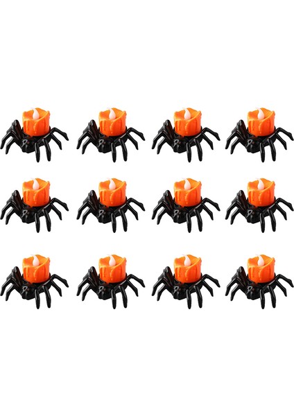 12 Pcs Cadılar Bayramı Dekoratif Mumlar Mumlar, Örümcek Tealights Parti Için Ürkütücü Elektrikli Titrek Mumlar (Yurt Dışından)