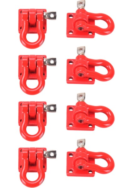 8x Metal Tırmanma Römork Çekme Kancası Kanca Tokası, Vinç Kelepçeleri Aksesuarı 1/10 Ölçekli Rc Paletli Kamyon D90 SCX10, Kırmızı (Yurt Dışından)