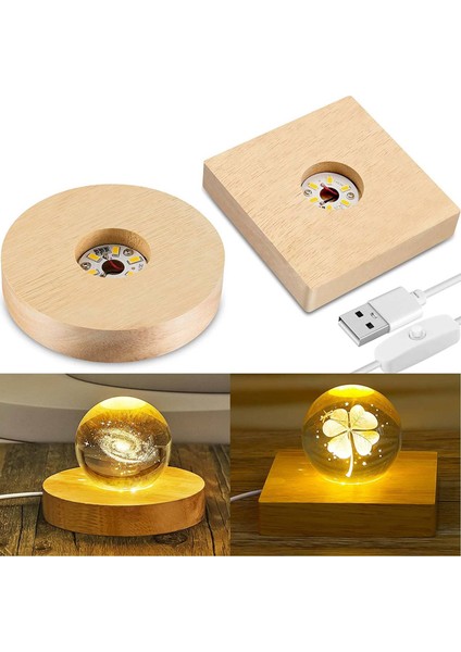 2 Parça Ahşap Işık Tabanı Ahşap LED Kristal Cam Stand (Yurt Dışından) modelleri