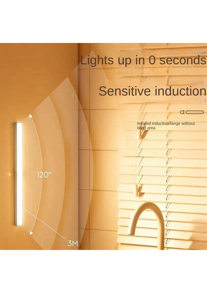 Kablosuz LED Gece Lambası Hareket Sensörü Dolap Lambası Mutfak Yatak Odası Dolabı Beyaz Model (Yurt Dışından)
