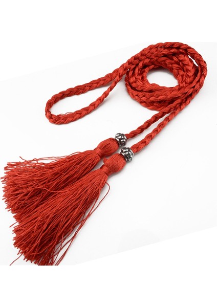 2022 Çin Örgülü Tarzı Dokuma Püskül Kemer Düğüm Dekore Bel Zinciri Boho Kızlar Bel Ince Halat Kemerler Elbise Aksesuarları (Yurt Dışından) fırsatları