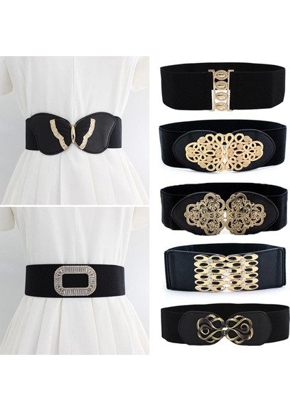 65 cm Elastik Klasik Siyah Kemer Büyük Boy Kemer Elbise Ceket Kazak Dekoratif Bel Mühür Geniş Streç Kemerler Kadınlar Için (Yurt Dışından)