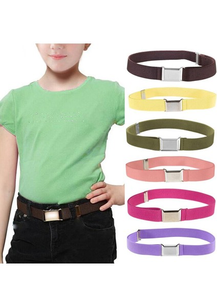 Ayarlanabilir Elastik Kanvas Sapanlar Çizgili Çocuk Çocuk Erkek Kız Esinti Kayışı Düz Renk Alaşım Kemer Tokası Kot Pantolon (Yurt Dışından)