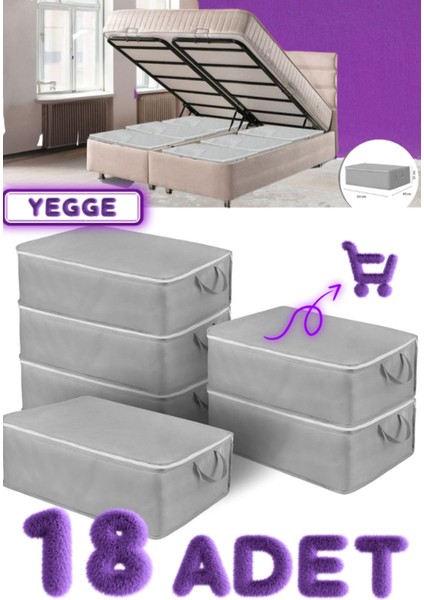 18 Adet Büyük Boy Bazaaltı ve Çekyat Hurç 64 x 45 x 22 cm Antrasit Gri Baza Altı Hurç Saklama Hurcu