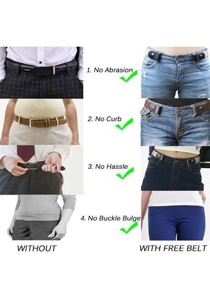 Erkek Kadın Tokasız Elastik Kemerler Kot Pantolon Için Görünmez Kemer Hiçbir Bulge Sorun Bandı (Yurt Dışından) indirimleri