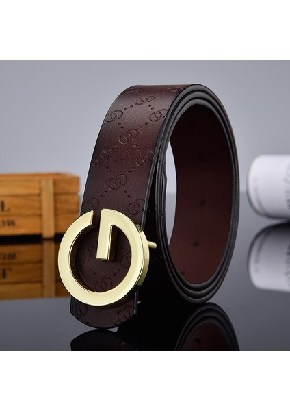 Aoluolan G Mektup Toka Yüksek Kaliteli Inek Derisi Erkek Kadın Kemerler Rahat Moda Pürüzsüz Tokalı Kemer Genişliği 3.4 cm (Yurt Dışından) fiyatları