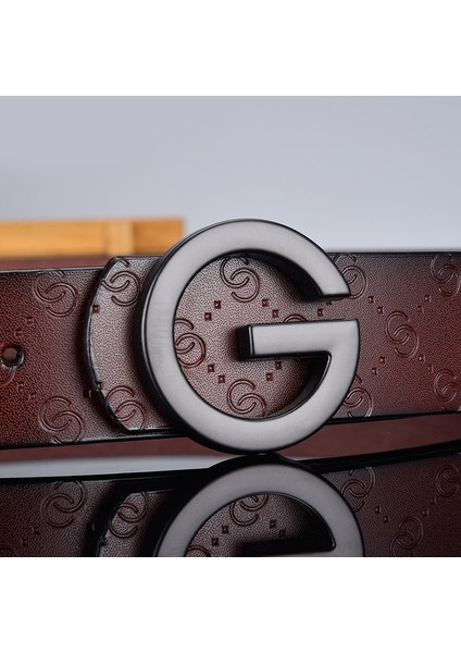 Aoluolan G Mektup Toka Yüksek Kaliteli Inek Derisi Erkek Kadın Kemerler Rahat Moda Pürüzsüz Tokalı Kemer Genişliği 3.4 cm (Yurt Dışından) fırsatları